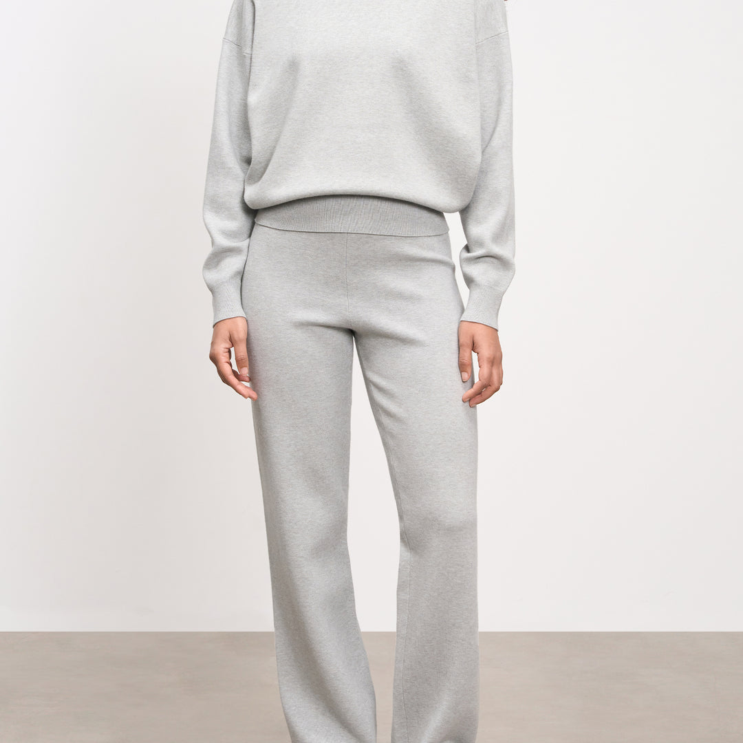 Womens Chunky Knitted Trouser in Marl Grey