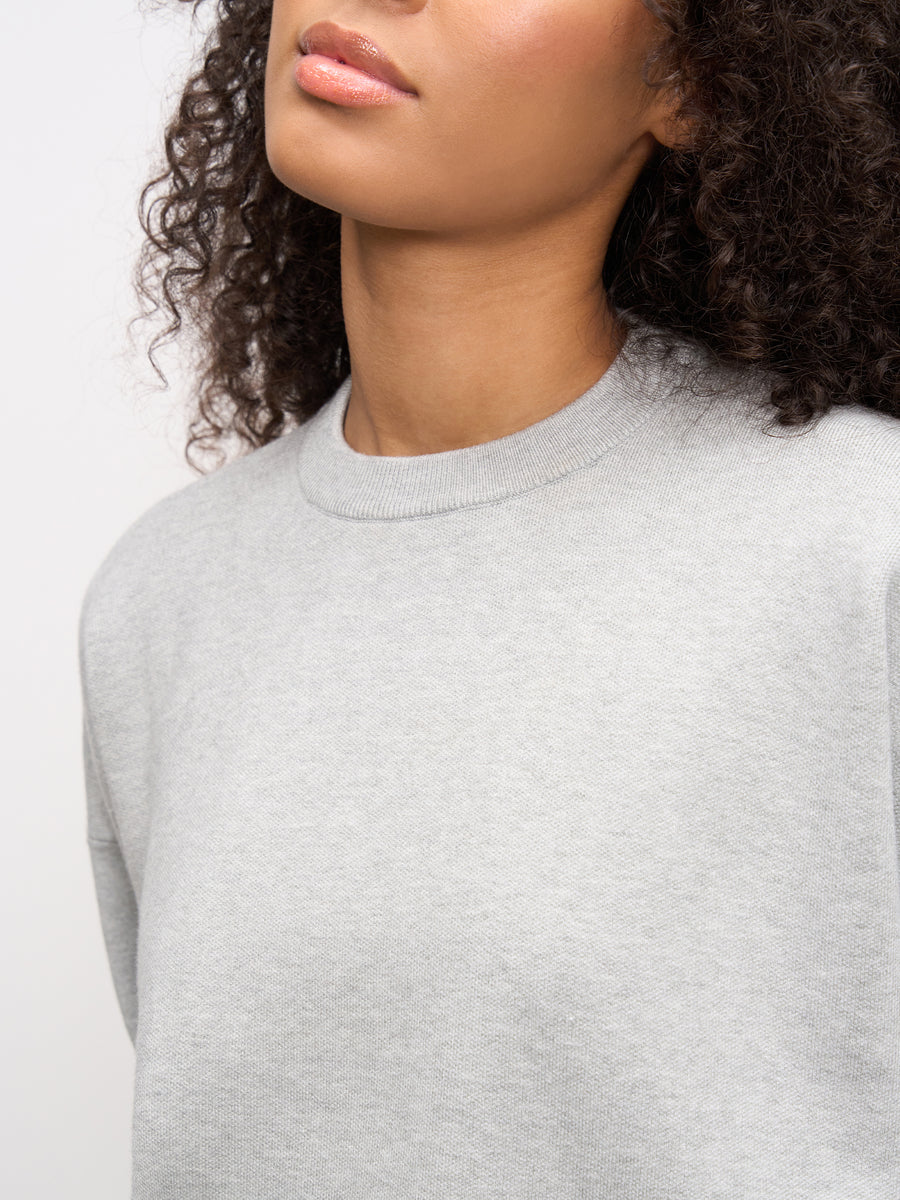 Womens Chunky Knitted Sweatshirt in Marl Grey