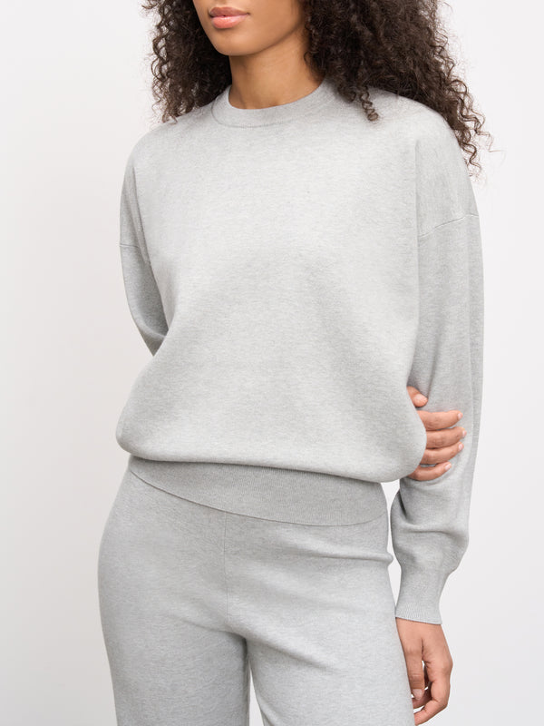 Womens Chunky Knitted Sweatshirt in Marl Grey