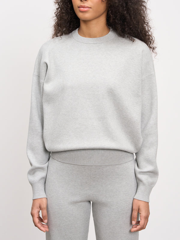 Womens Chunky Knitted Sweatshirt in Marl Grey