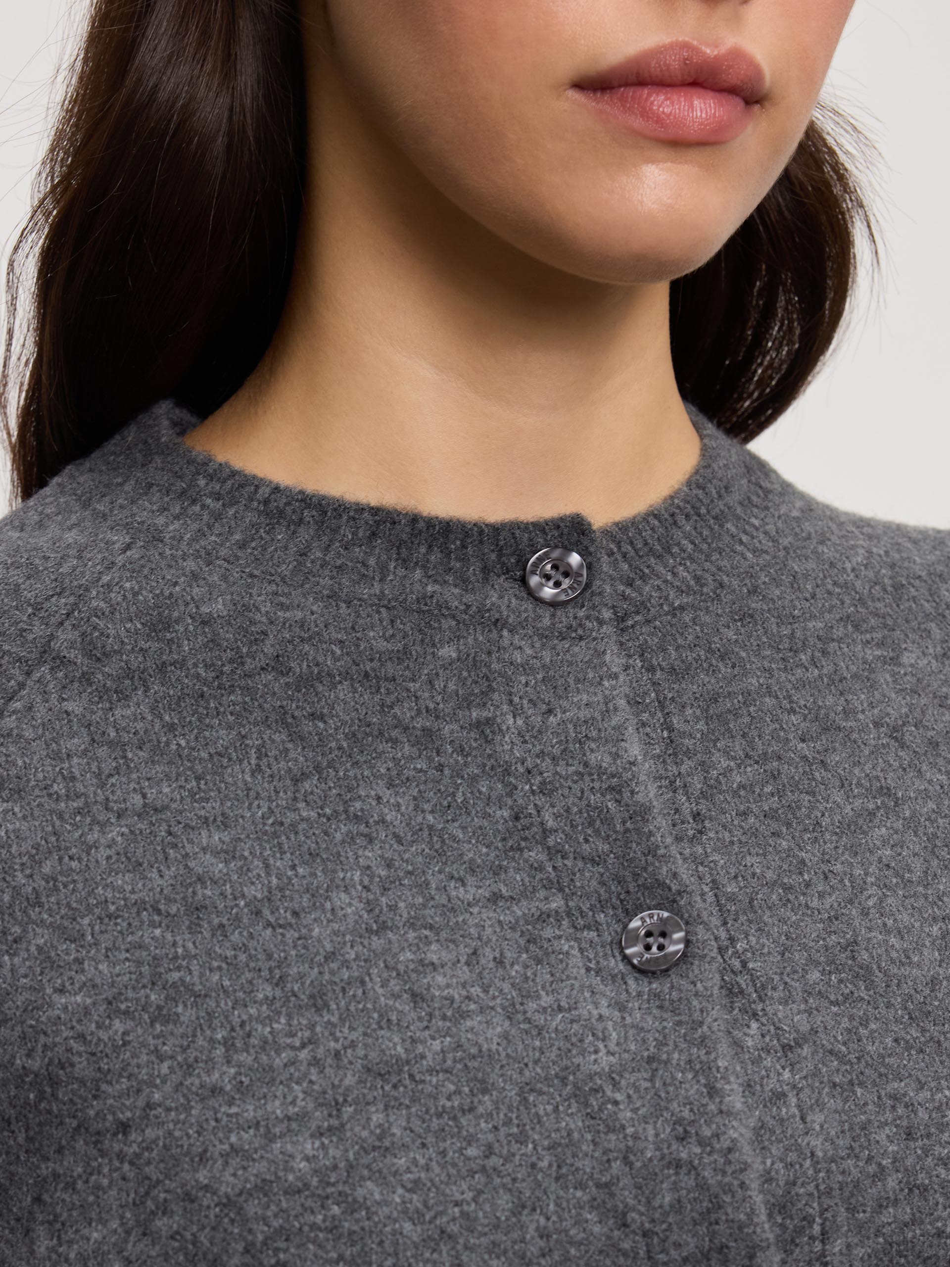 Womens Chunky Knitted Cardigan in Charcoal