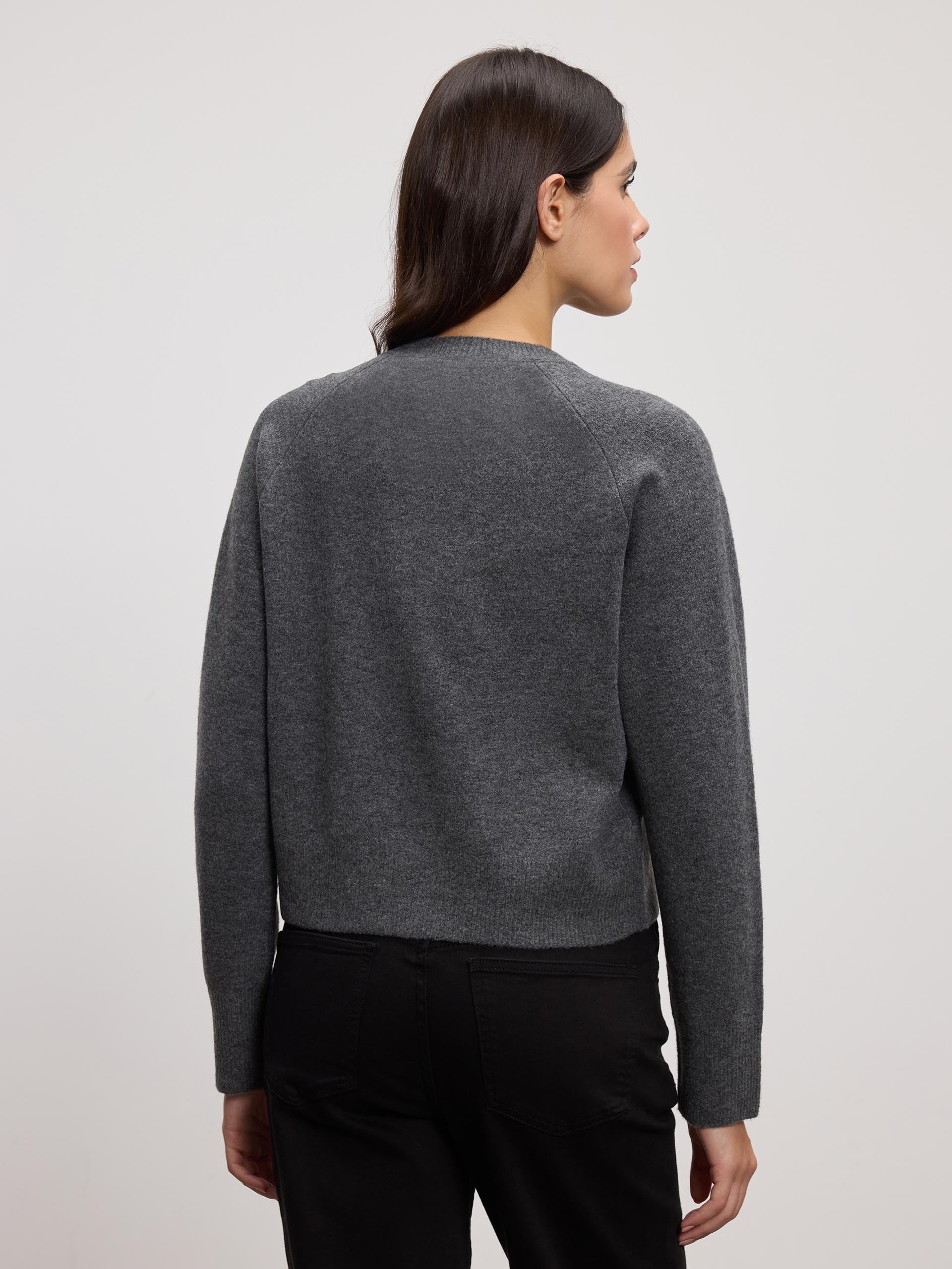Womens Chunky Knitted Cardigan in Charcoal
