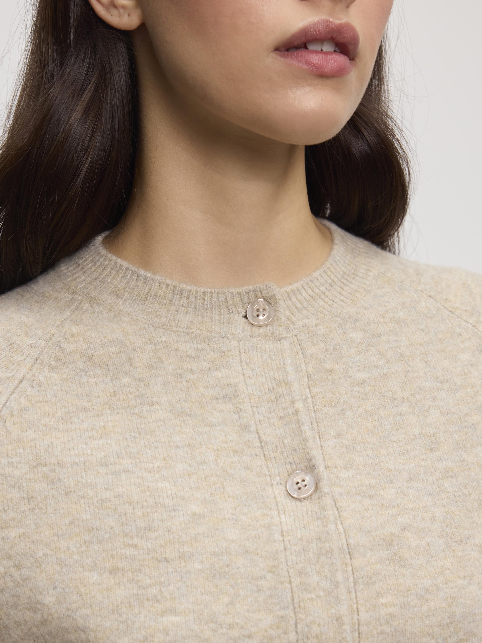 Womens Chunky Knitted Cardigan in Stone