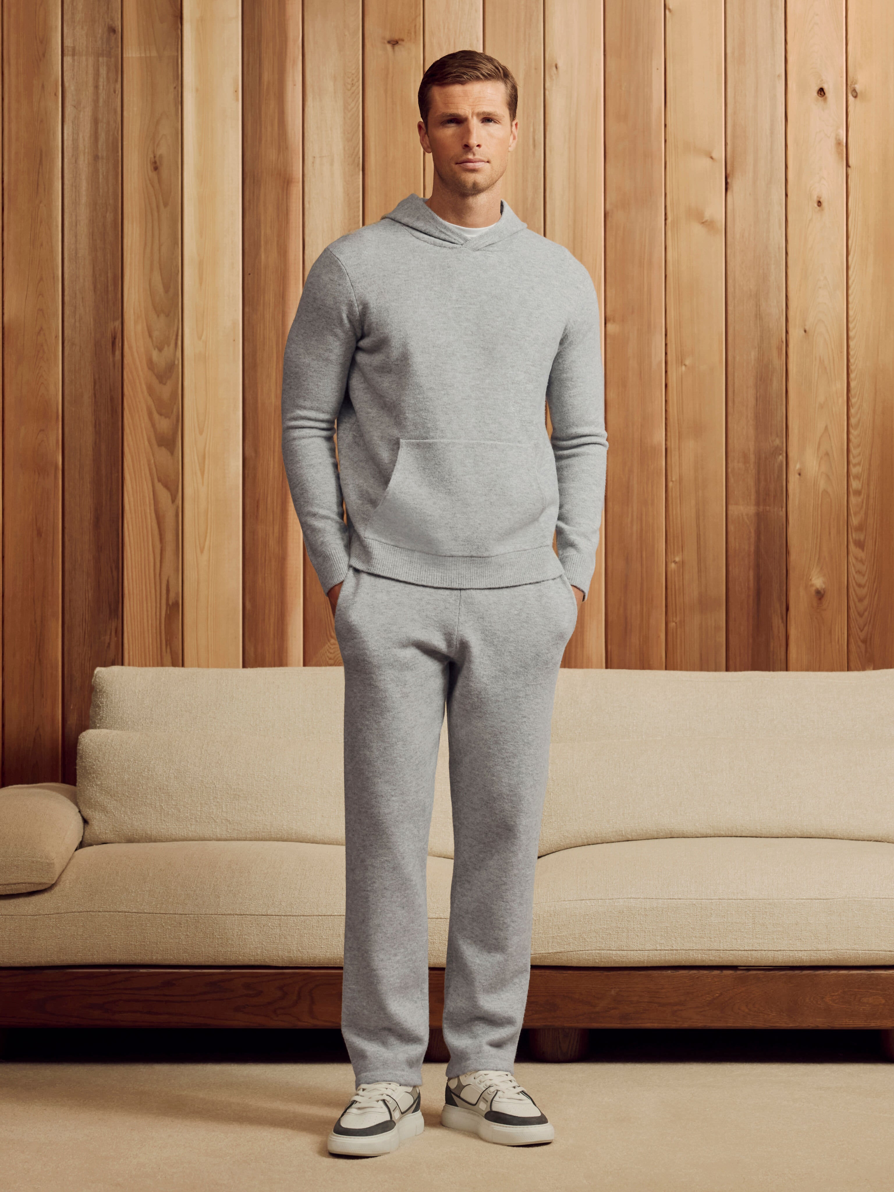 Chunky Wool Hoodie in Marl Grey