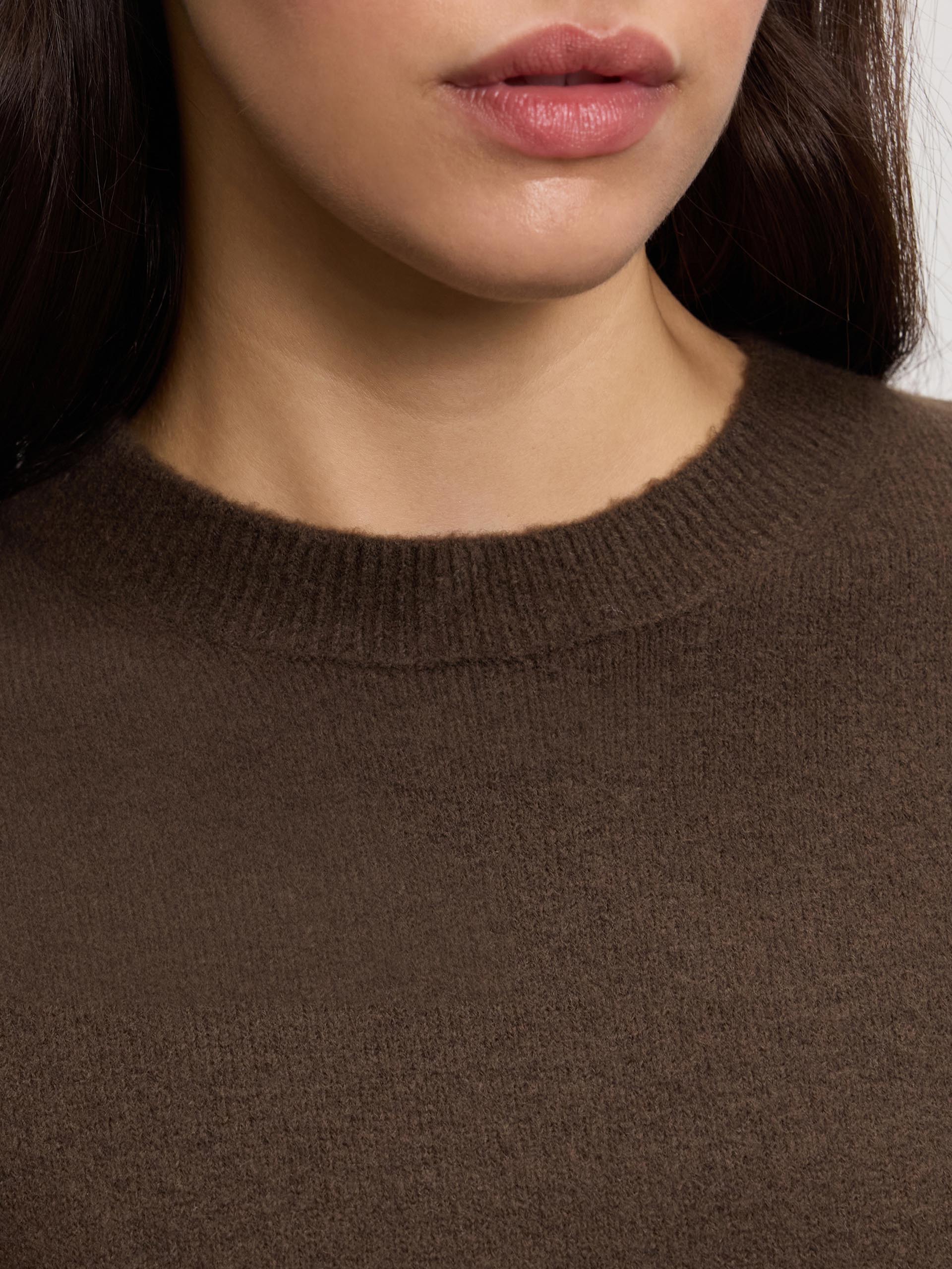 Womens Chunky Wool Sweatshirt in Brown