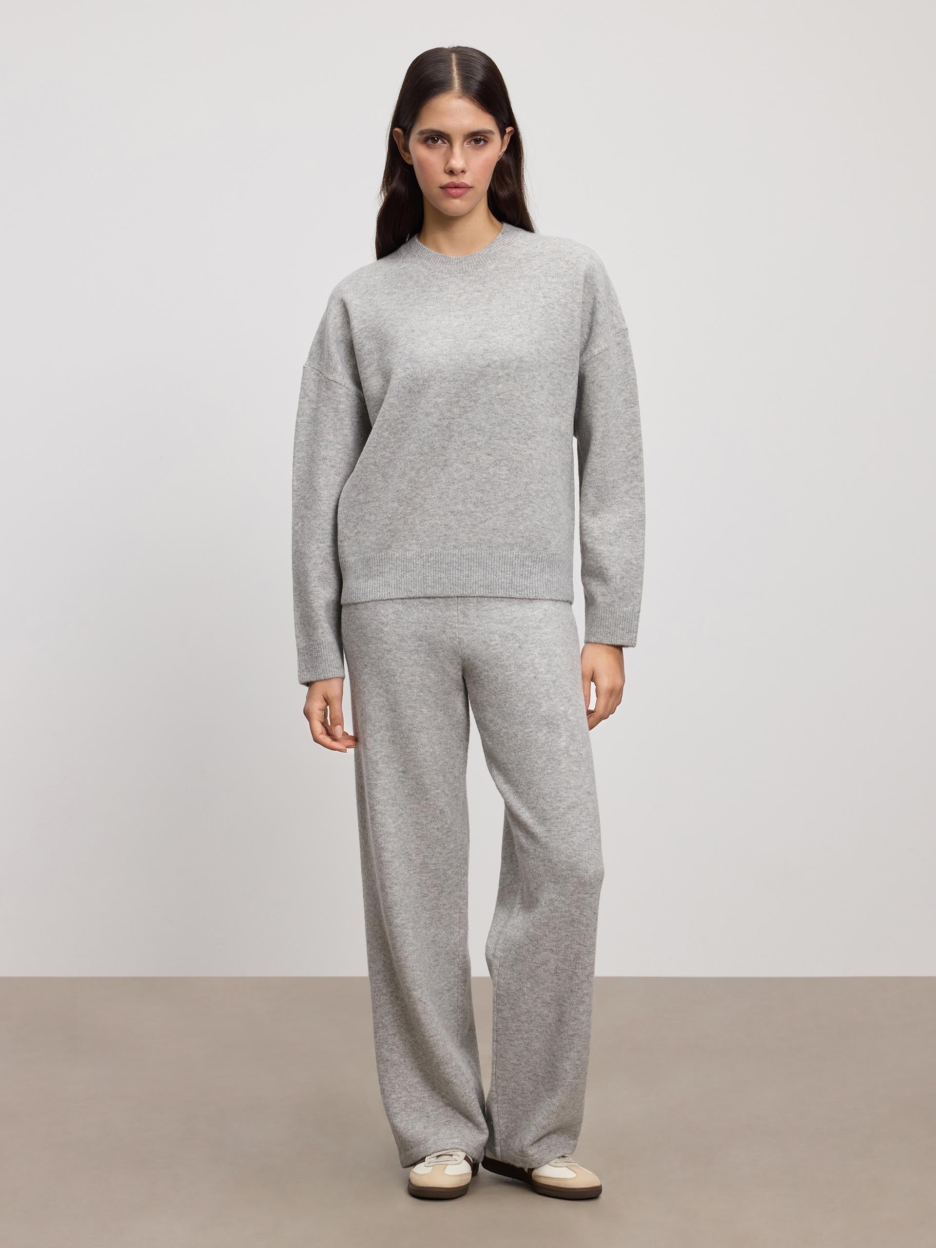 Womens Chunky Wool Jogger in Grey Marl