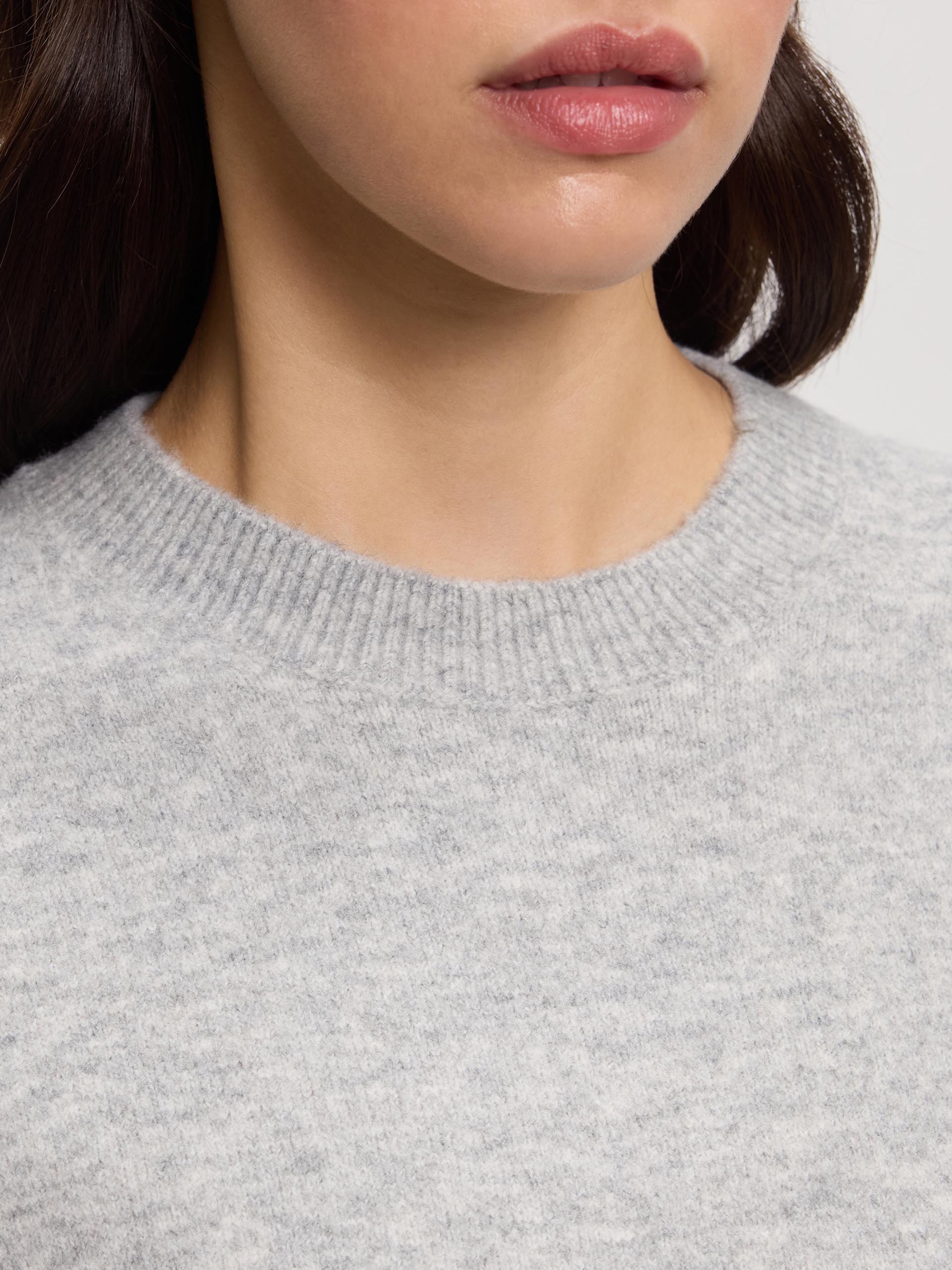 Womens Chunky Wool Sweatshirt in Grey Marl