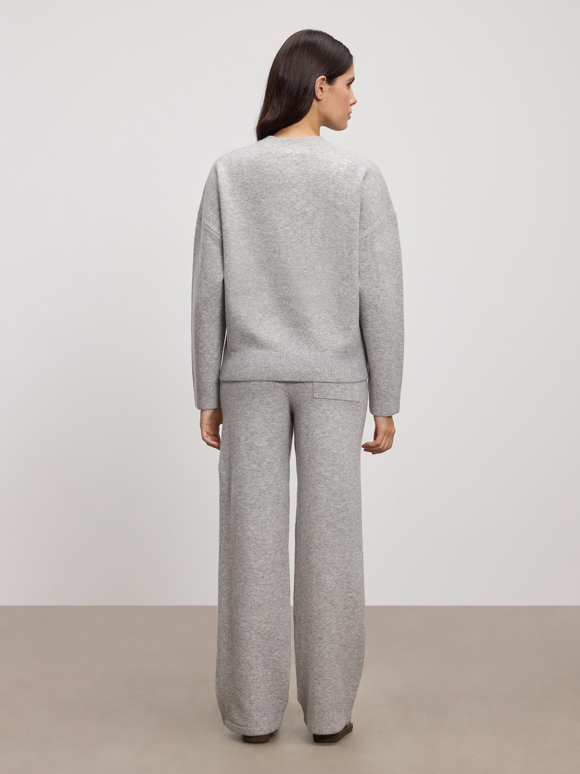 Womens Chunky Wool Jogger in Grey Marl