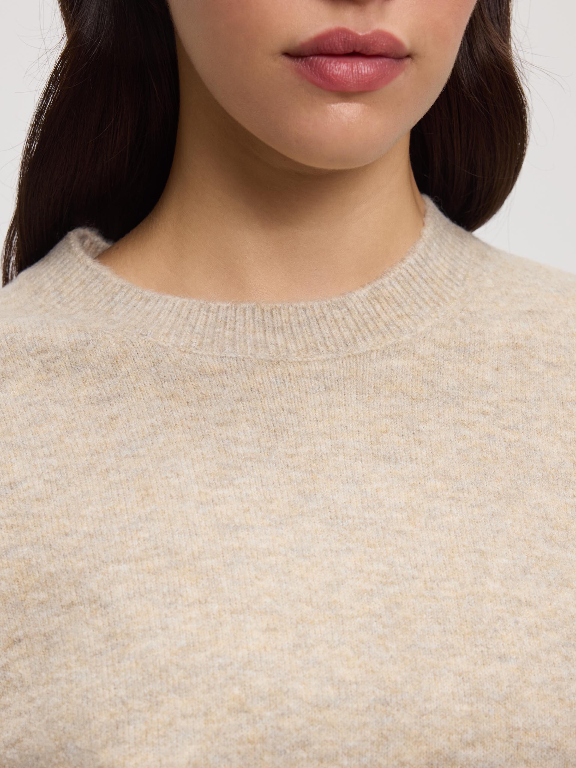 Womens Chunky Wool Sweatshirt in Stone