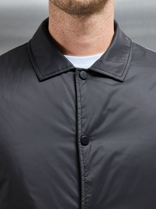 Padded Coach Jacket in Black