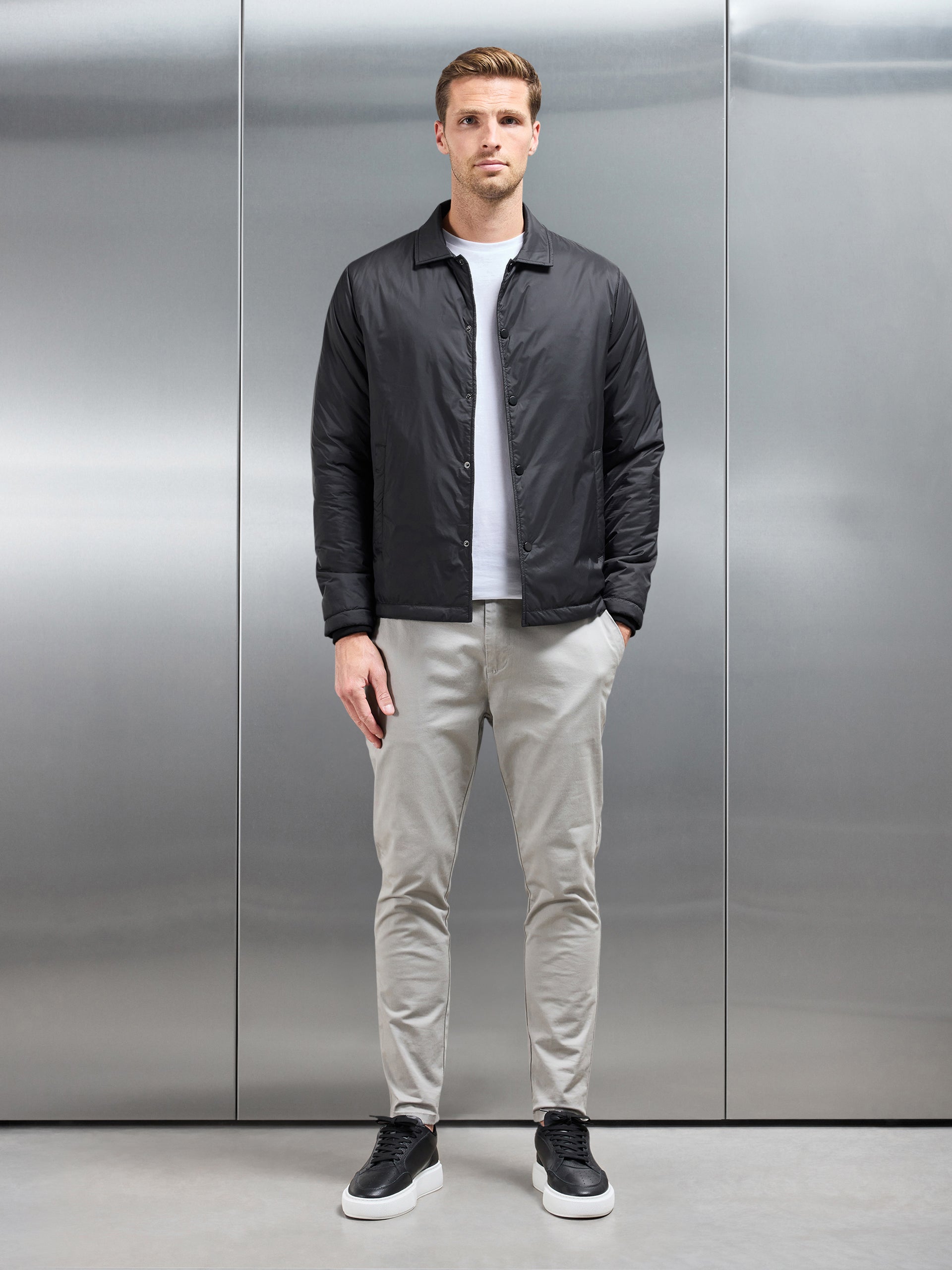 Padded Coach Jacket in Black