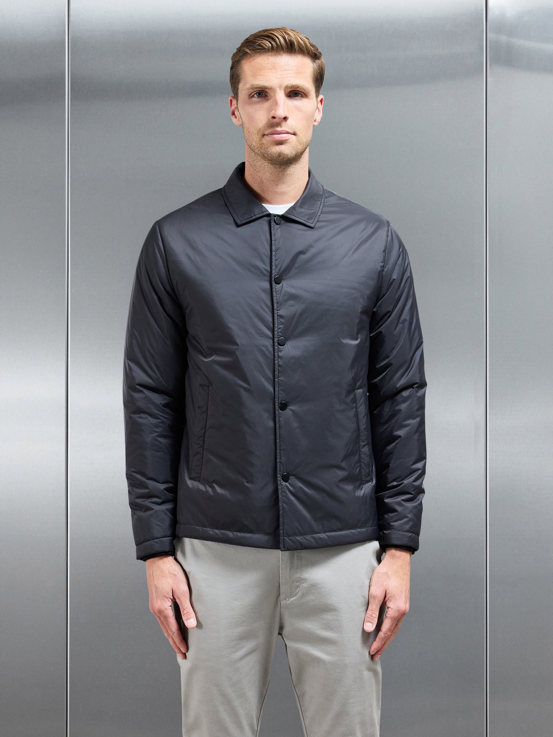 Padded Coach Jacket in Black