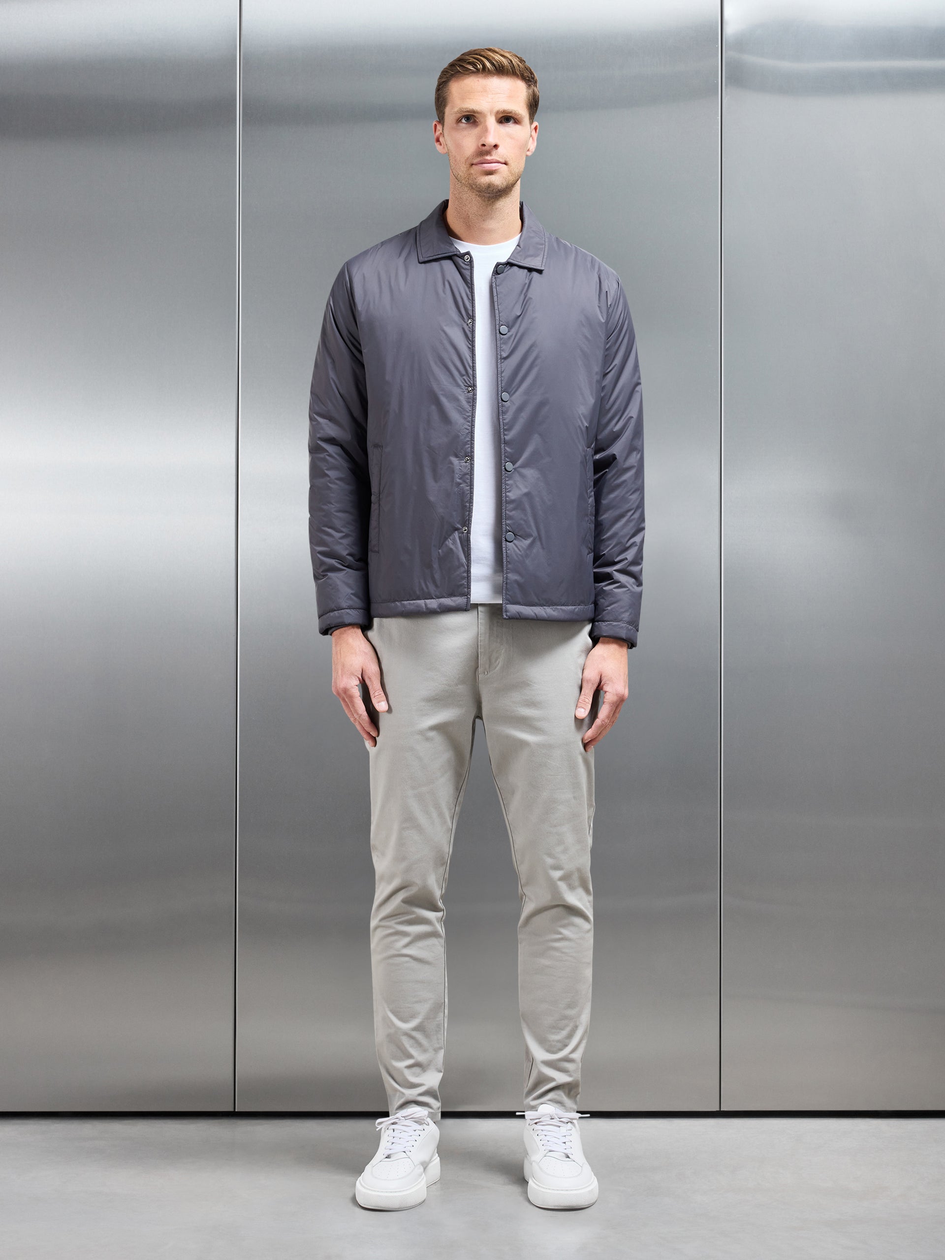 Padded Coach Jacket in Grey