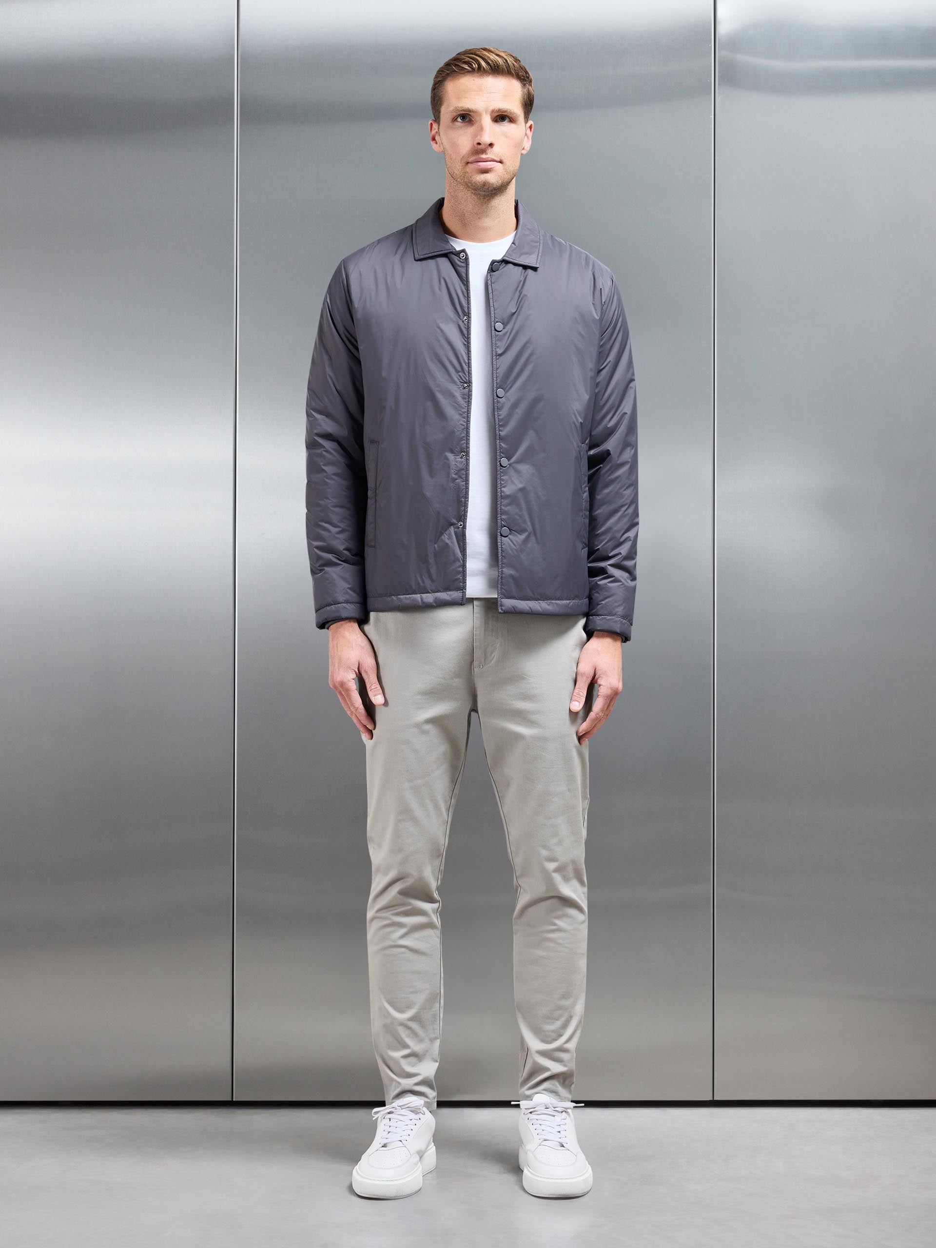 Padded Coach Jacket in Grey