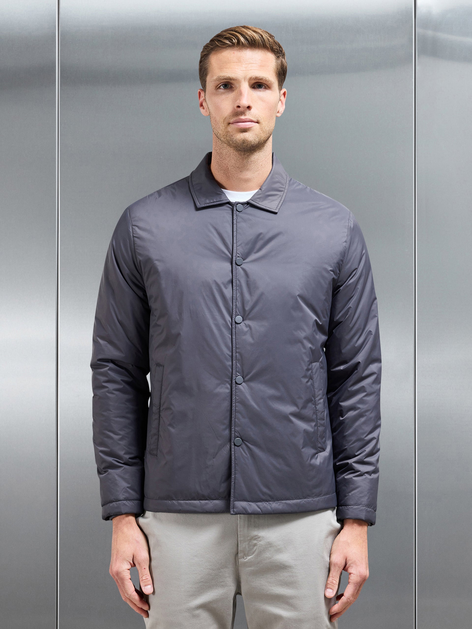 Padded Coach Jacket in Grey