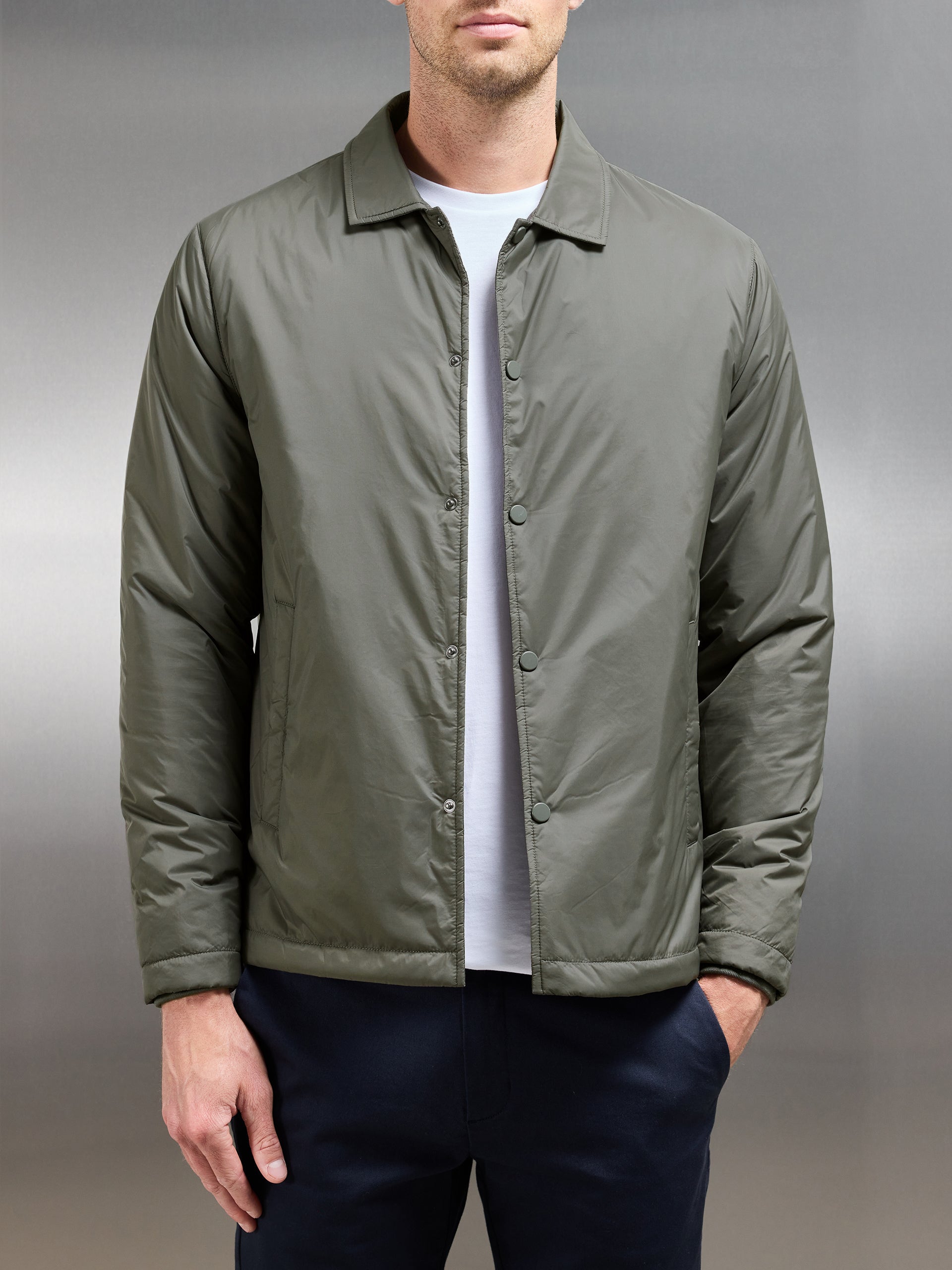 Padded Coach Jacket in Olive