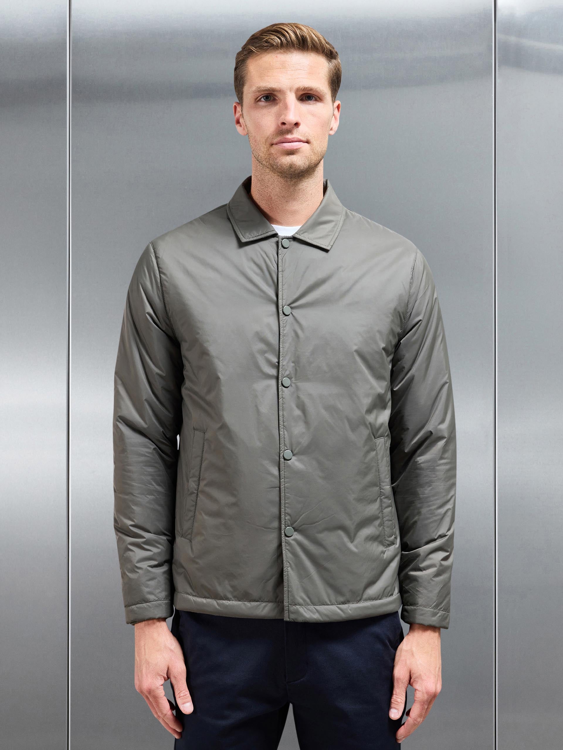 Padded Coach Jacket in Olive