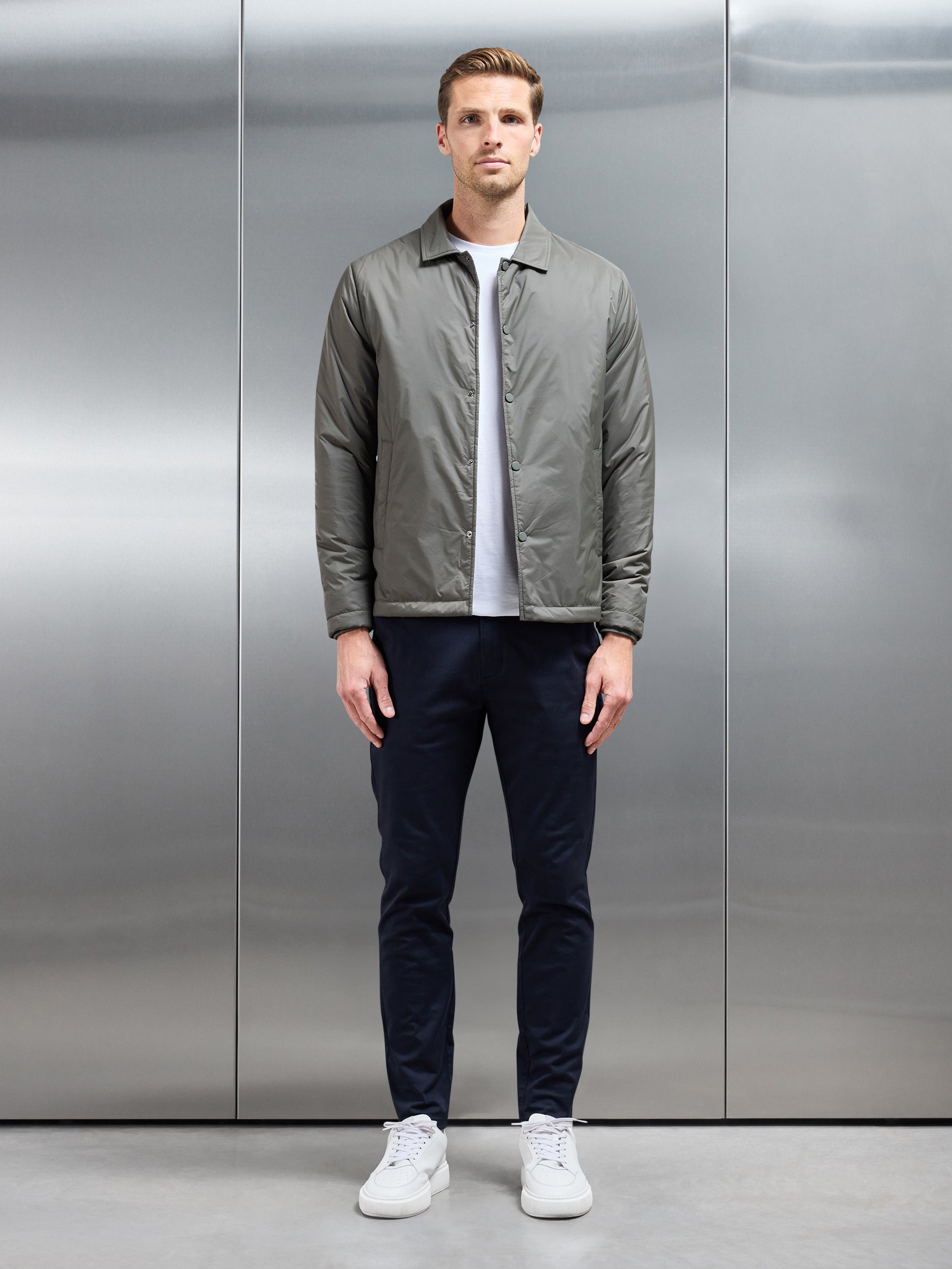 Padded Coach Jacket in Olive