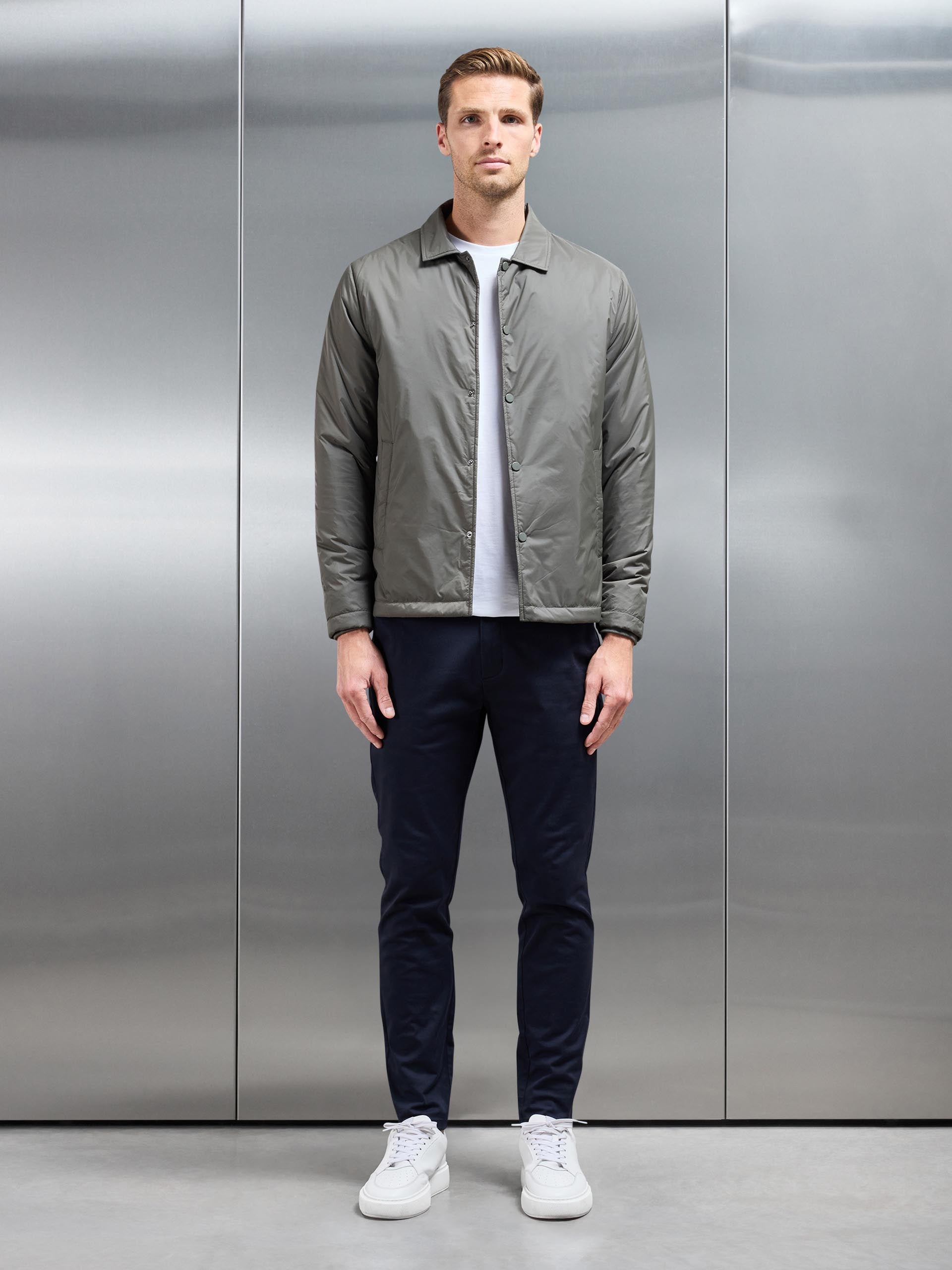 Padded Coach Jacket in Olive