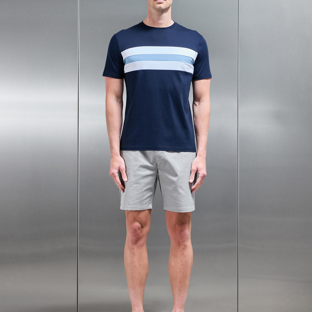 Coley Mercerised Colour Block T-Shirt in Navy