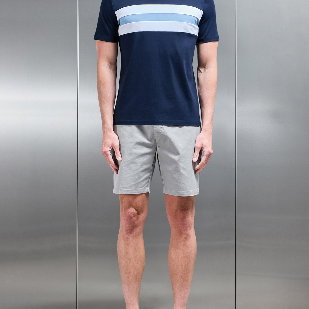 Coley Mercerised Colour Block T-Shirt in Navy