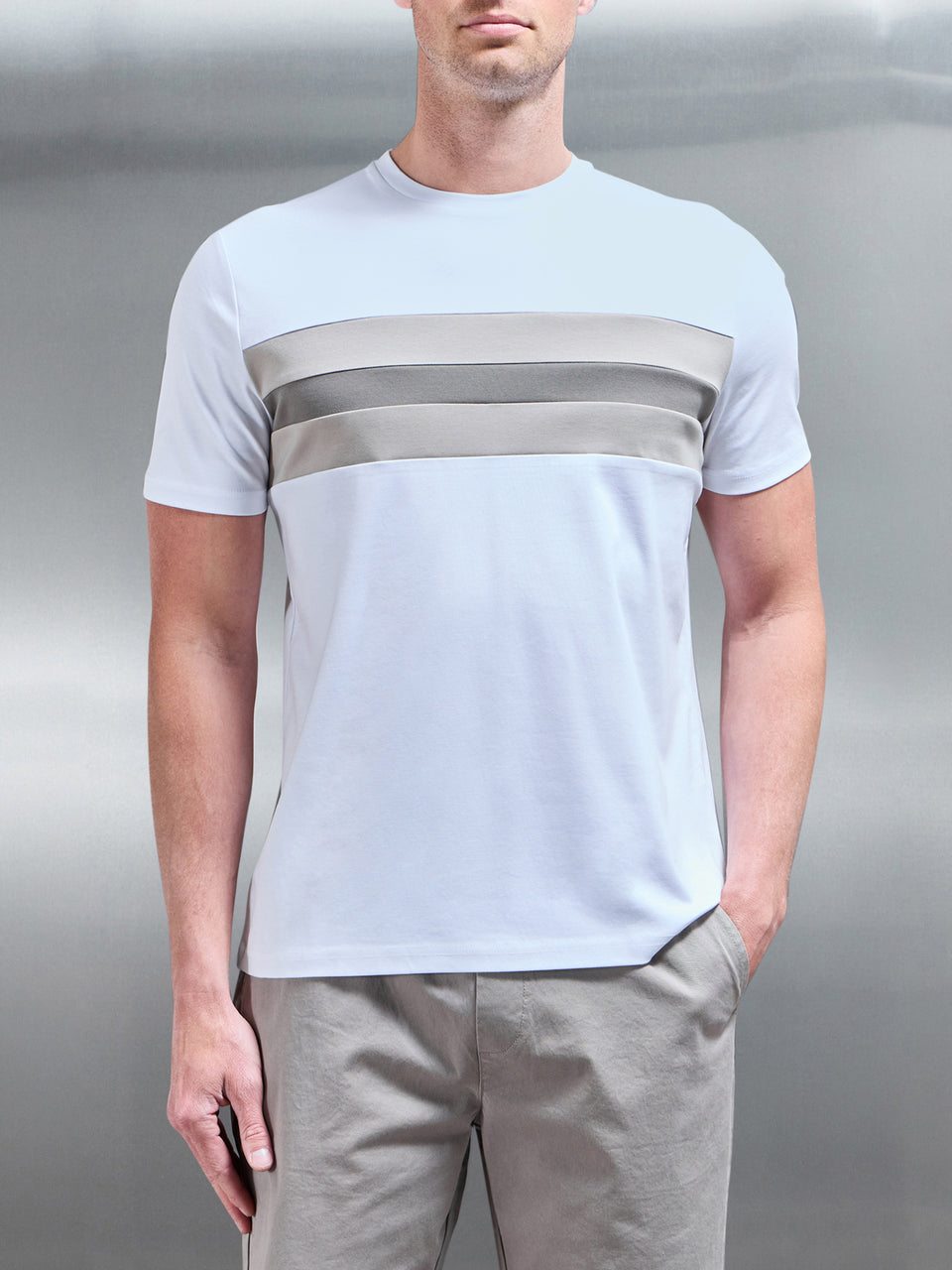 Coley Mercerised Colour Block T-Shirt in White