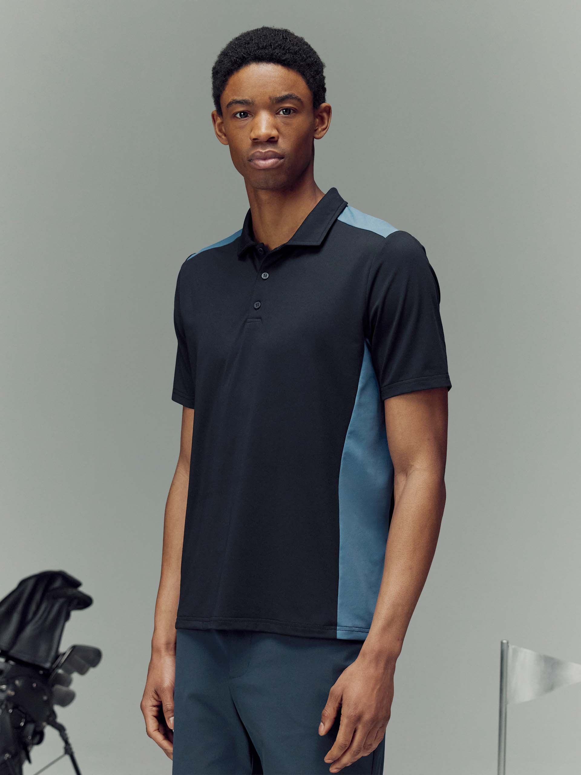 Golf Colour Block Polo Shirt in Navy