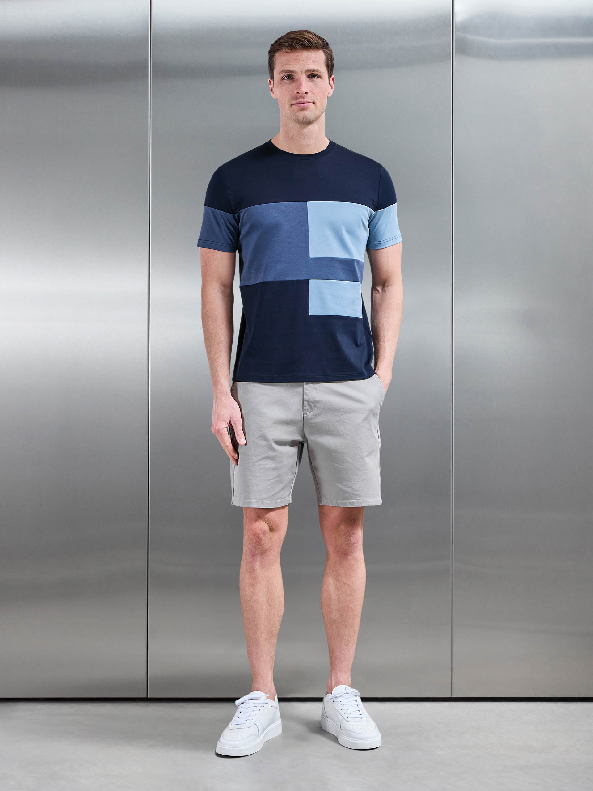Colour Block T-Shirt in Navy
