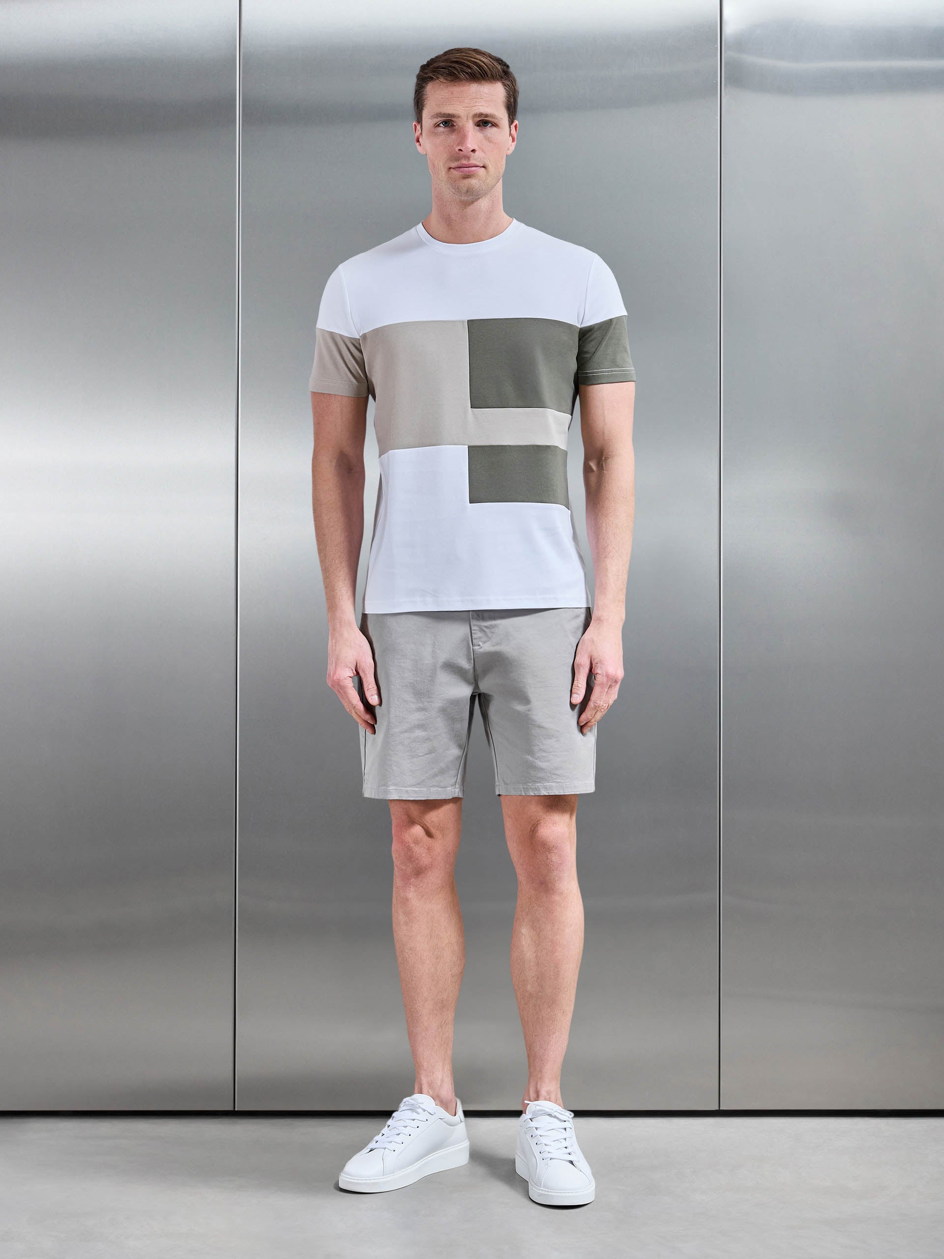 Colour Block T-Shirt in White