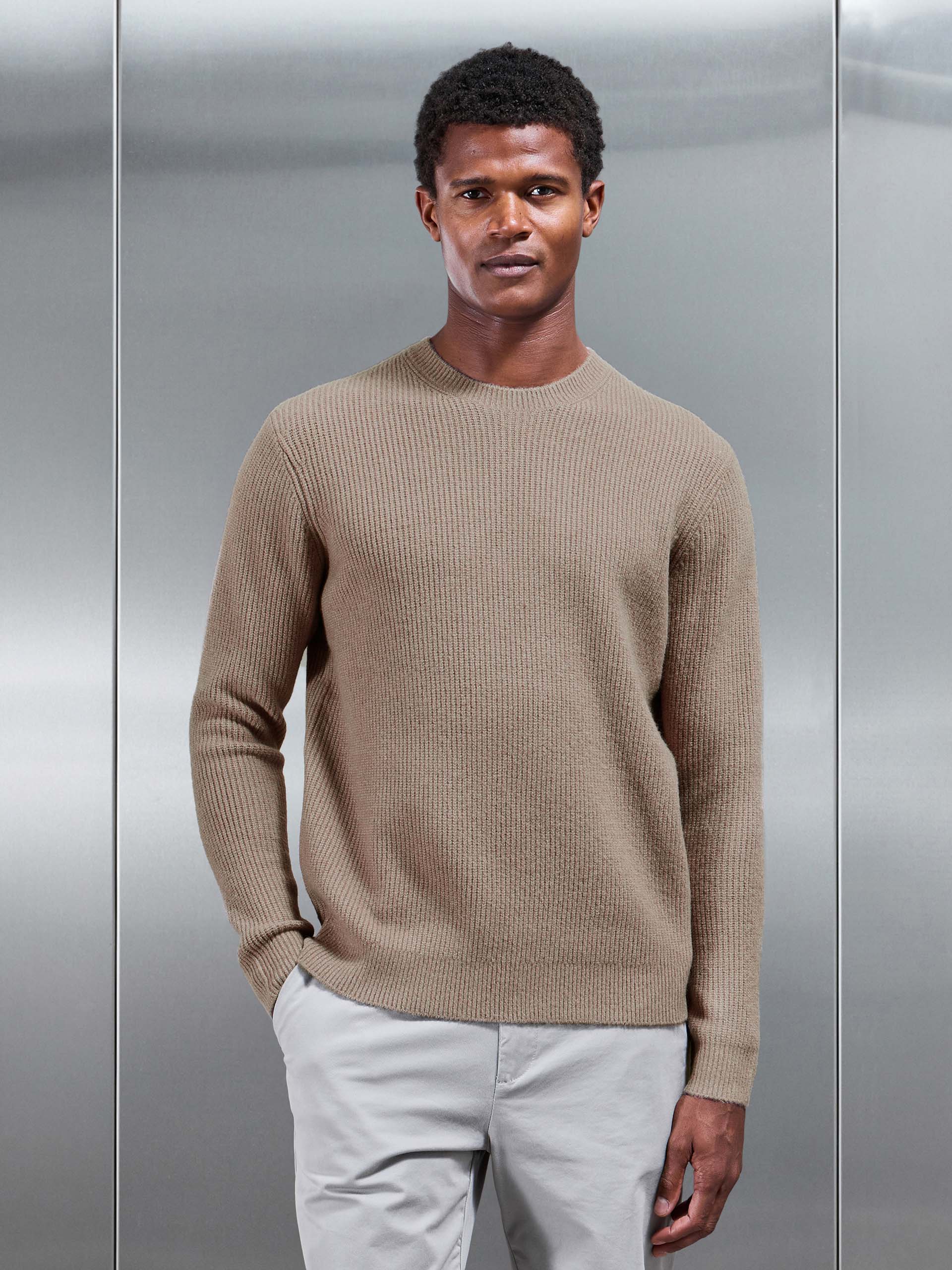 Cosy Knitted Sweatshirt in Taupe