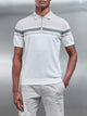 Cotton And Silk Colour Block Zip Polo Shirt in White Sage