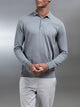 Cotton and Silk Long Sleeve Button Polo Shirt in Sage
