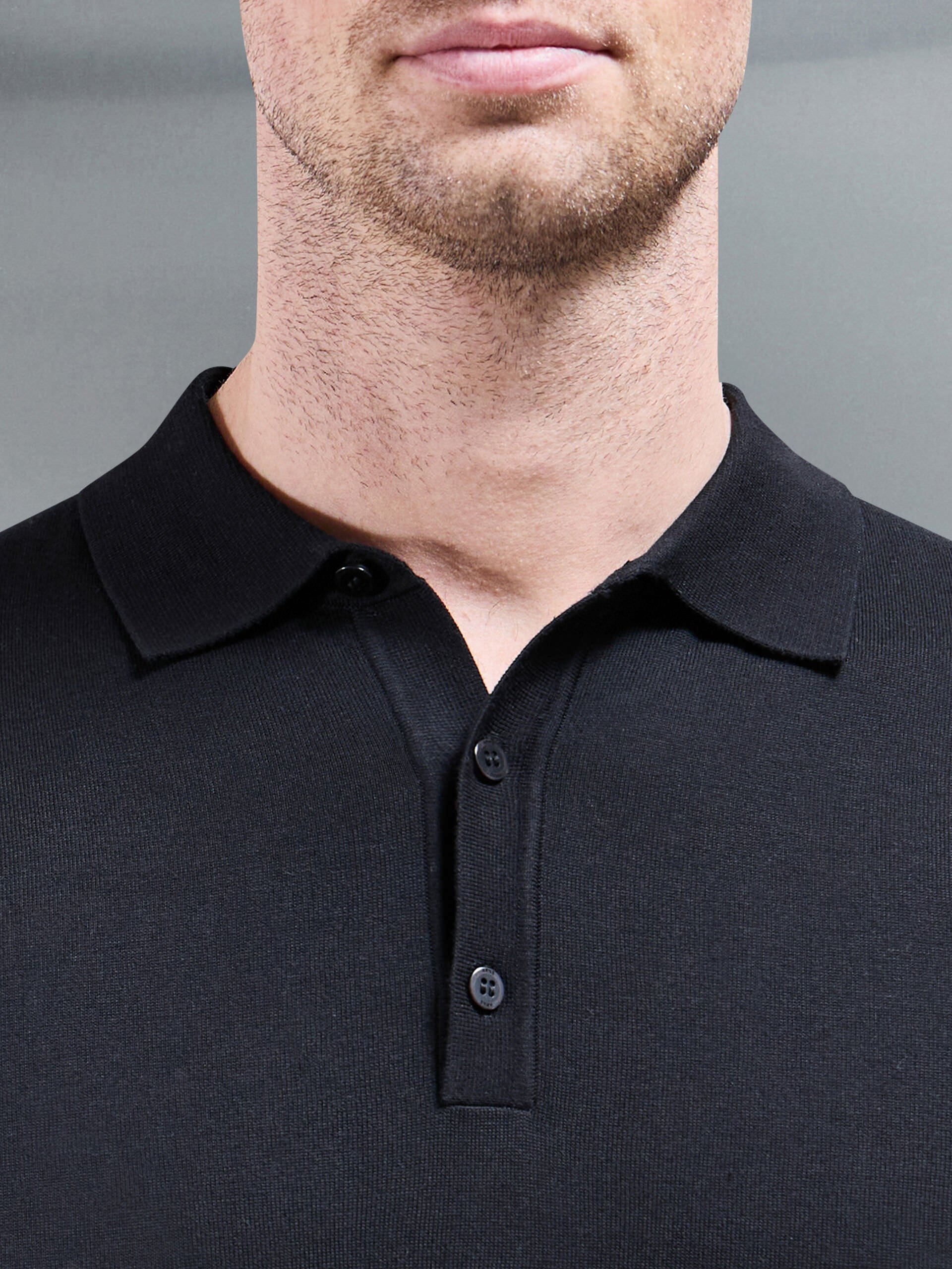 Cotton and Silk Polo Shirt in Black