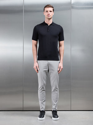 Cotton and Silk Polo Shirt in Black