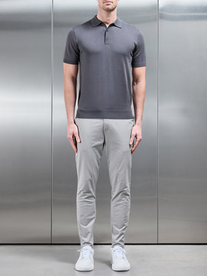 Cotton and Silk Polo Shirt in Grey