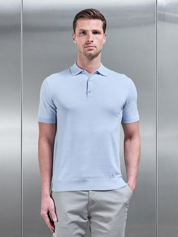 Cotton And Silk Polo Shirt in Light Blue