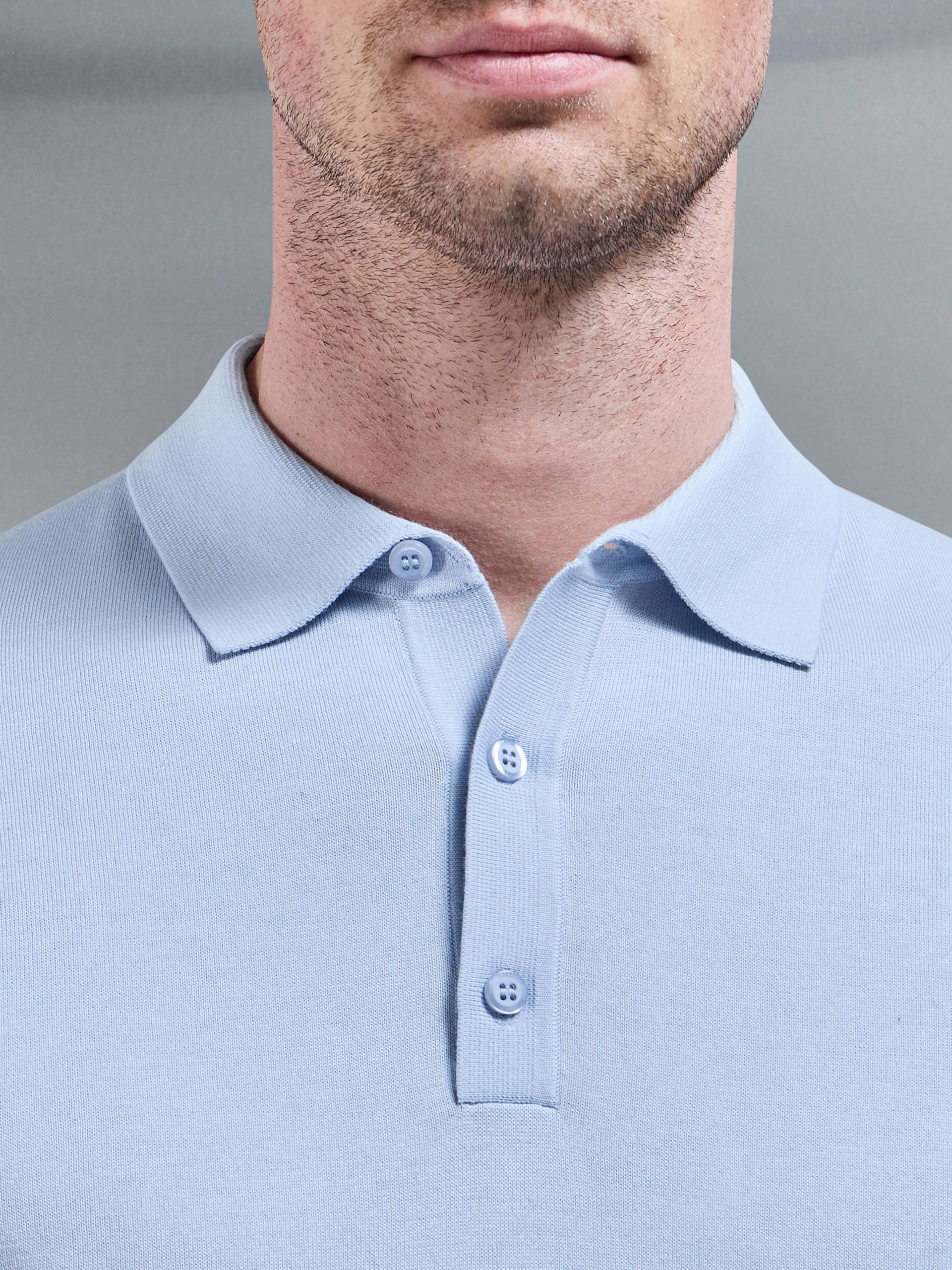 Cotton And Silk Polo Shirt in Light Blue
