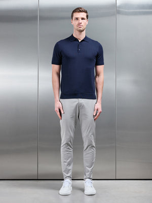 Cotton And Silk Polo Shirt in Navy