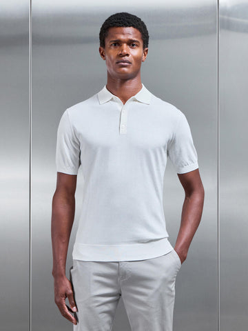 Cotton And Silk Polo Shirt in Off White
