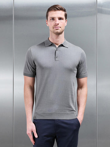 Cotton And Silk Polo Shirt in Sage