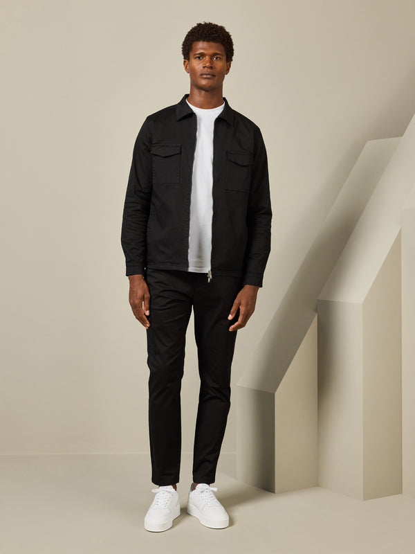 Tailored Cotton Cargo Jacket in Black