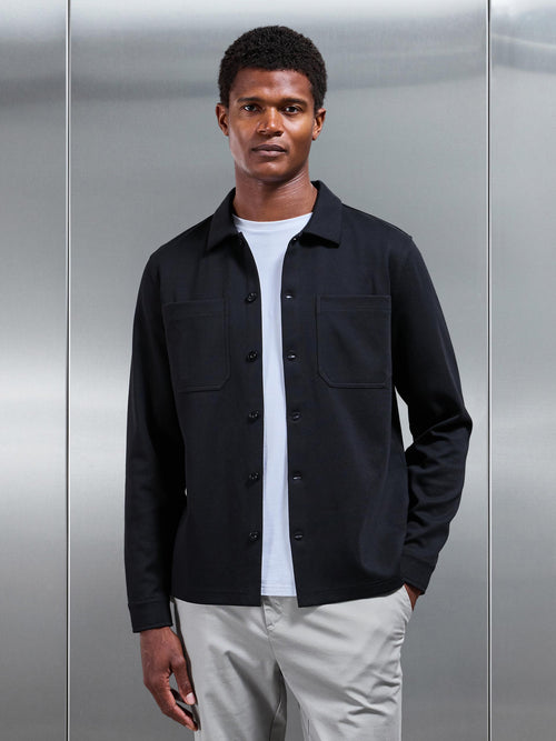 Cotton Jersey Overshirt in Black