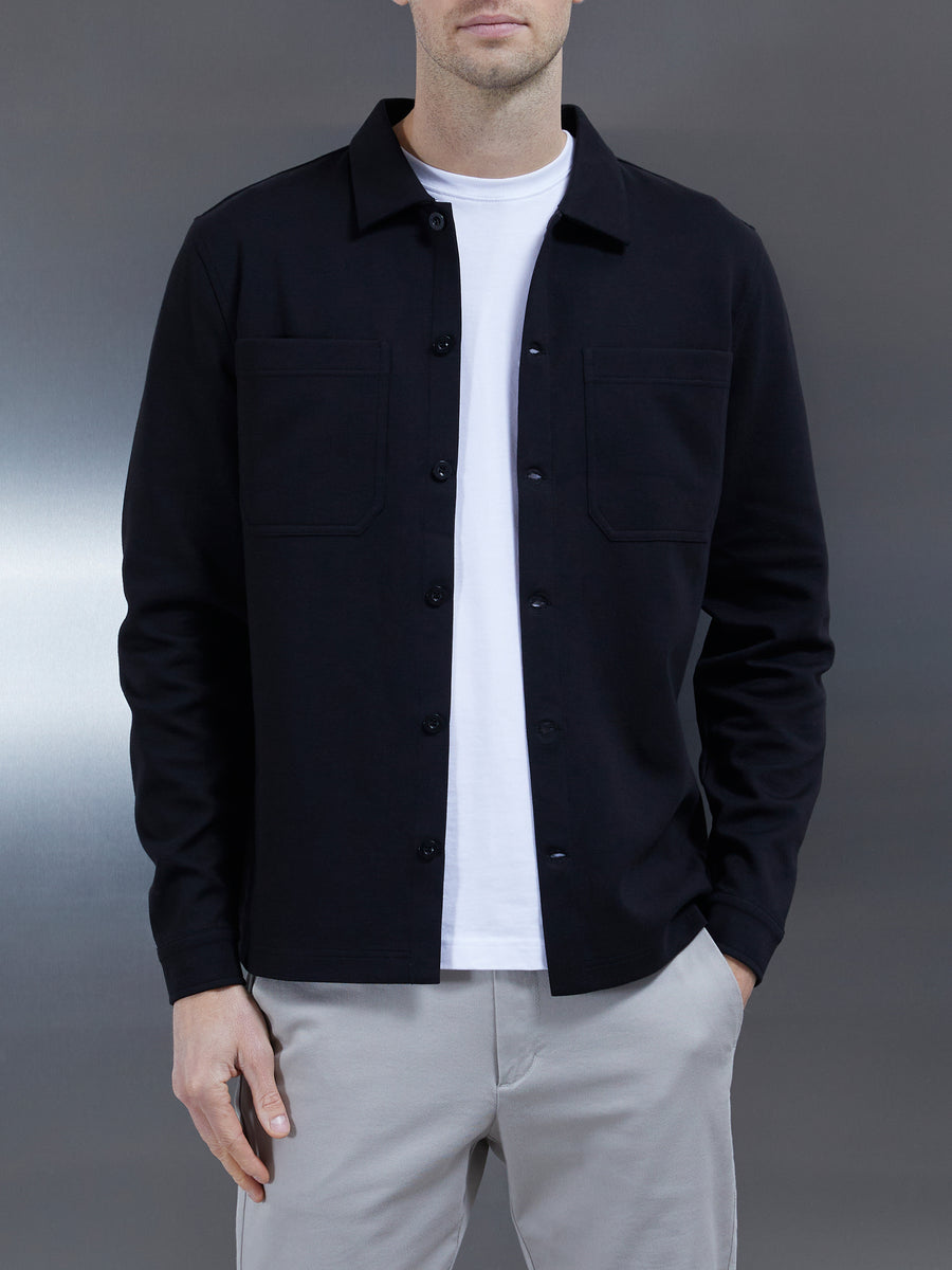 Cotton Jersey Overshirt in Black