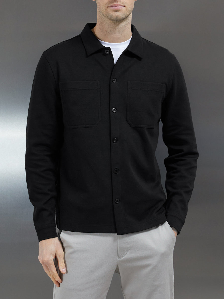 Cotton Jersey Overshirt in Black