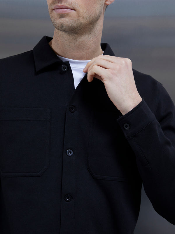 Cotton Jersey Overshirt in Black