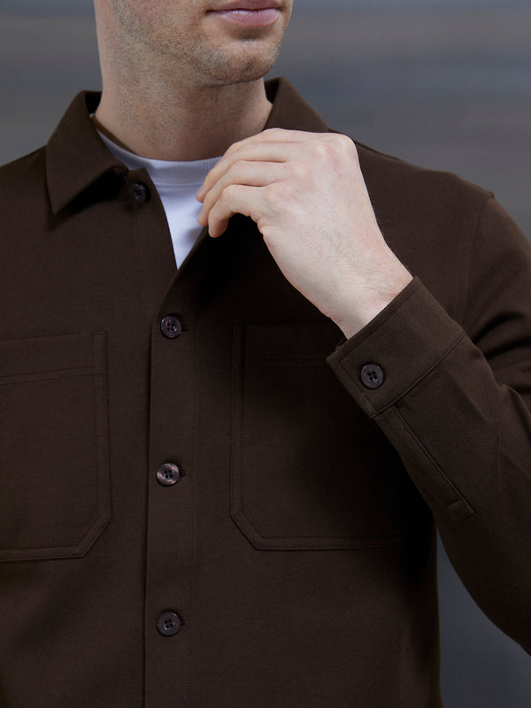 Cotton Jersey Overshirt in Brown