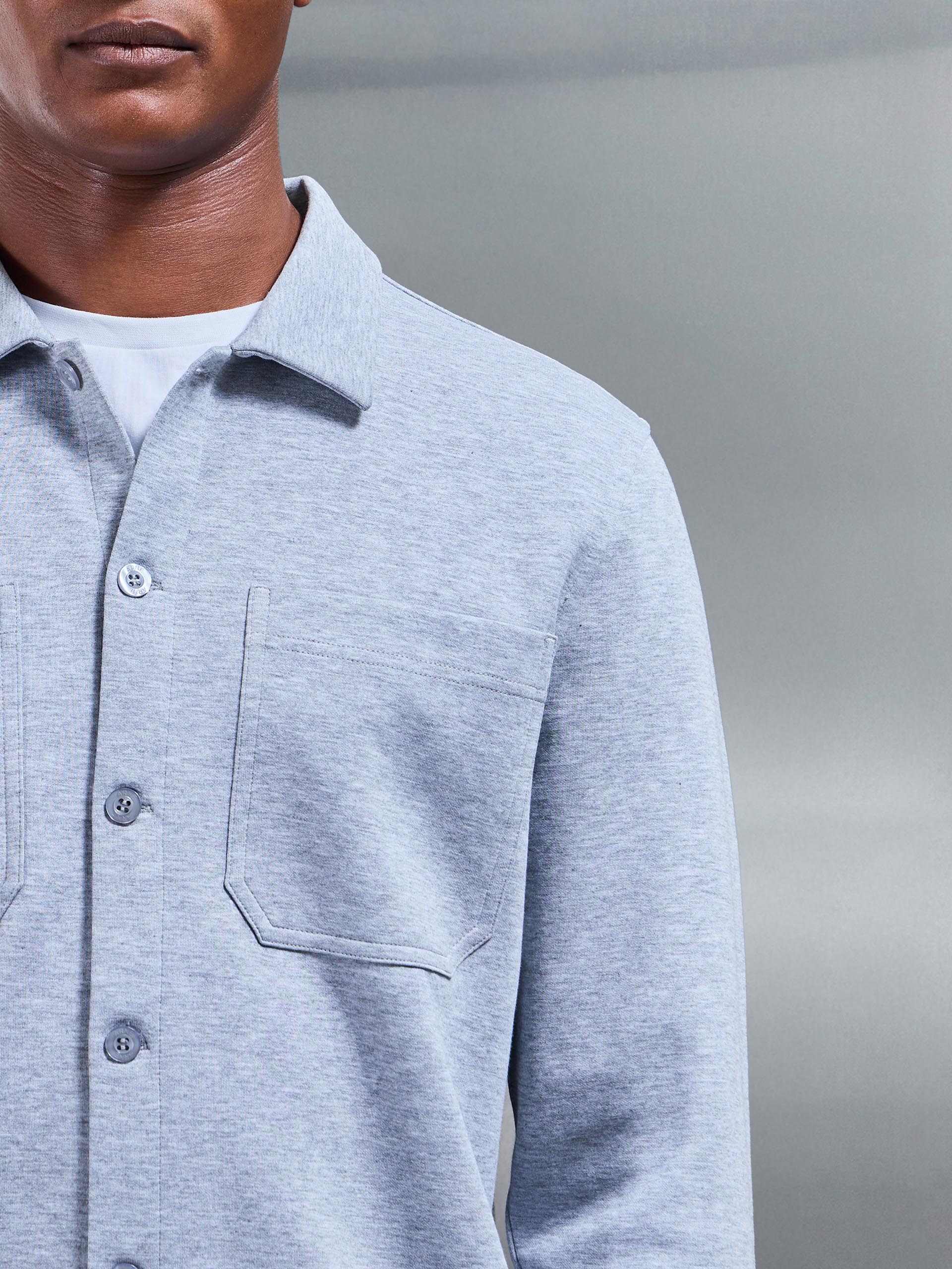 Cotton Jersey Overshirt in Marl Grey
