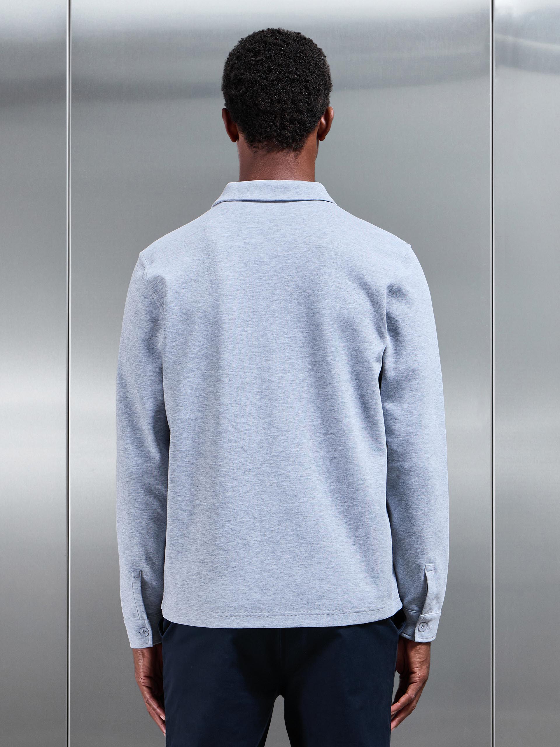 Cotton Jersey Overshirt in Marl Grey