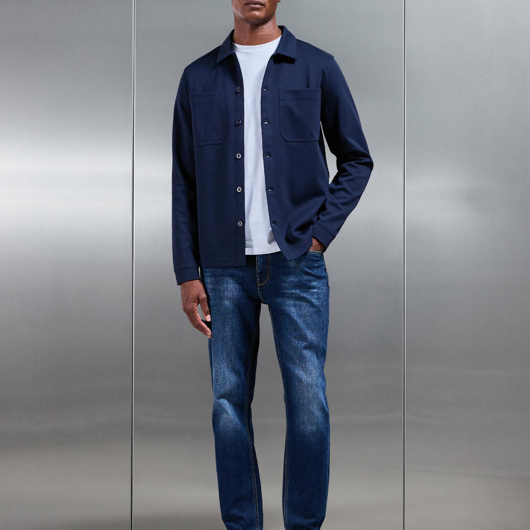 Cotton Jersey Overshirt in Navy