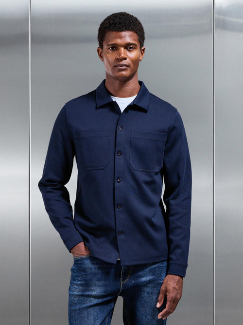Cotton Jersey Overshirt in Navy